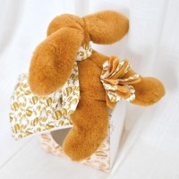 Lapin DOUDOU® - Peluche lapin jaune moutarde avec doudou assorti - 16 cmjpg