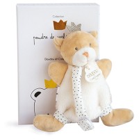 DC3512-Doudou attache sucette ours Petit Roi marron - 15 cm