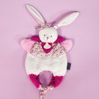 DC3825-Doudou Lapin marionnette - Petit sac - Amusette  3 EN 1