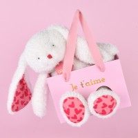 LAPIN JE T'AIME en sac cadeau - 25 cm