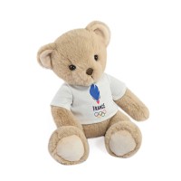 Ours en peluche beige avec T-shirt blanc Equipe de France- JO2458.jpg