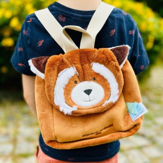 doudou sac à dos panda roux