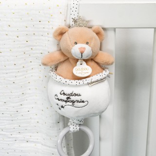 Peluche musicale ours Petit Roi  marron - 14 cm