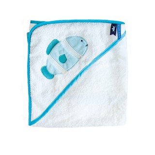 Cape de bain bébé poisson vert - 80 x 80  cm