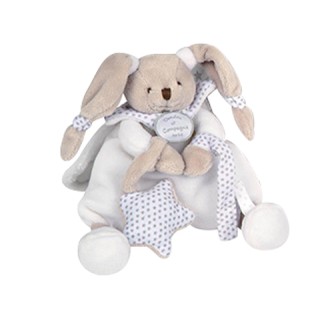 Doudou attache tétine lapin blanc Céleste