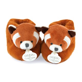 Chaussons bebe en peluche panda roux - Unicef - 0-6 mois