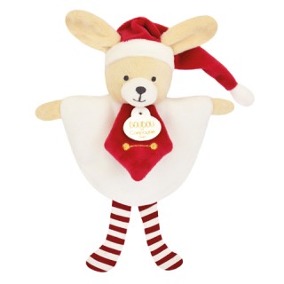 Doudou plat petit lutin Noël rouge et blanc - Modèle aléatoire- 17 cm