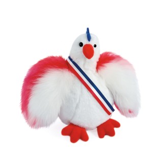 Peluche poule blanche - 20 cm - Fabriquée en France