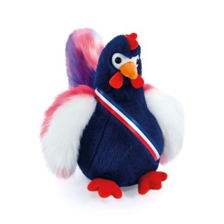 Peluche coq bleu marine - 24 cm - Fabriqué en France