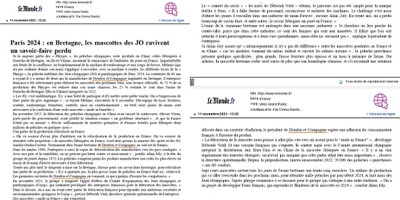 Mascottes Phryges Doudou et Compagnie Jeux Olympiques Paralympiques JO Paris 2024