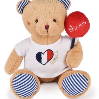 Peluche Ours beige - Bisous - 25 cm