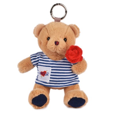 Peluche Ours porte cle avec rose - Le Romantique - 15 cm