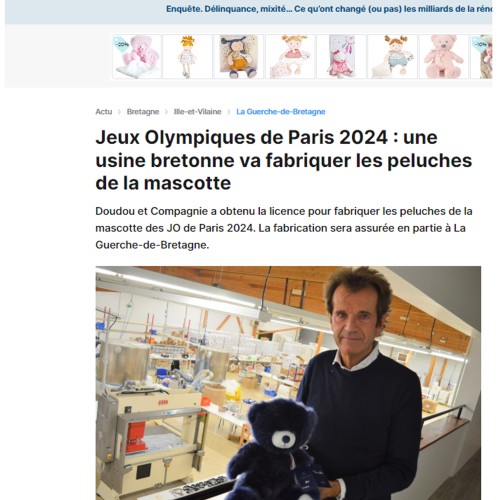 Jeux Olympiques de Paris 2024 : une usine bretonne va fabriquer les peluches de la mascotte