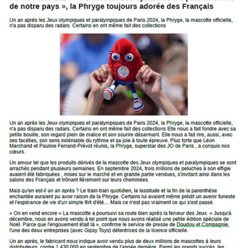 Mascottes Phryges Doudou et Compagnie Jeux Olympiques et Paralympiques