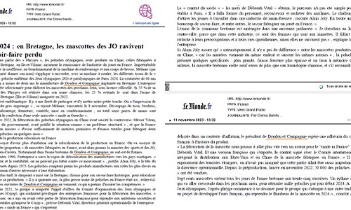 Mascottes Phryges Doudou et Compagnie Jeux Olympiques Paralympiques JO Paris 2024