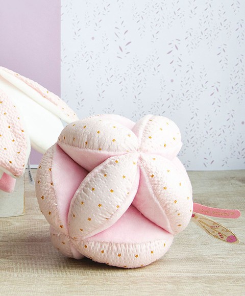 balle montessori pour bébé rose avec 12 coussinets