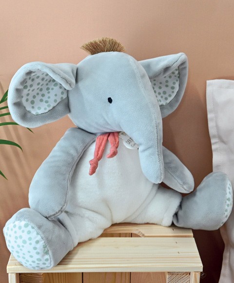 Doudou elephant assis gris - 30 cm