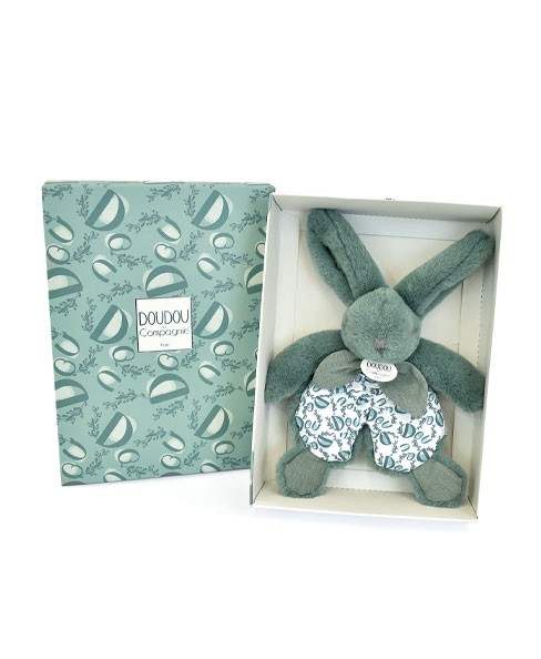 Doudou lapin vert - Doudou plat - 18  cm