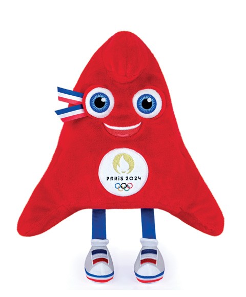 PELUCHE MASCOTTE DES JEUX OLYMPIQUES DE PARIS 2024, BONNET PHRYGIEN, ROUGE, 35 CM
