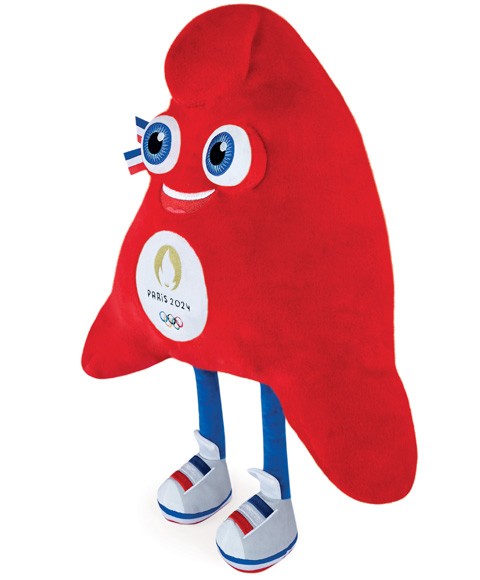 PELUCHE MASCOTTE DES JEUX OLYMPIQUES DE PARIS 2024, BONNET PHRYGIEN, ROUGE, 50 CM