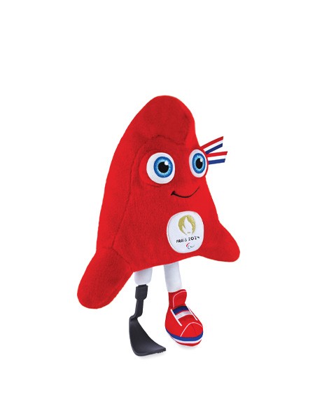 PELUCHE MASCOTTE DES JEUX OLYMPIQUES ET PARALYMPIQUES DE PARIS 2024, BONNET PHRYGIEN, ROUGE, 28 CM