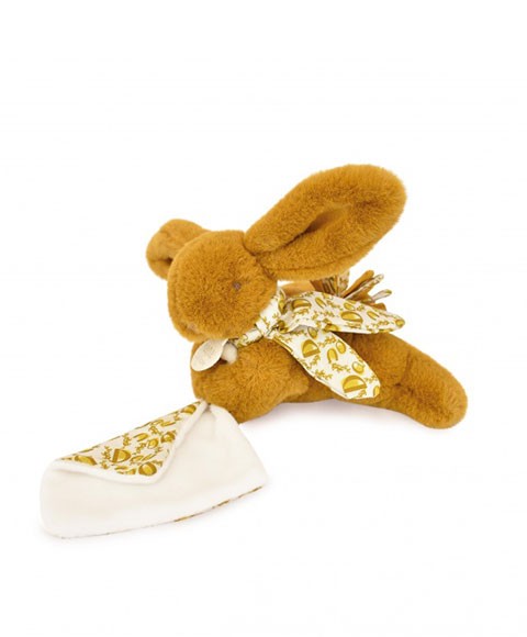 Lapin DOUDOU® - Peluche lapin jaune moutarde avec doudou assorti - 16 cm-DC4152.jpg
