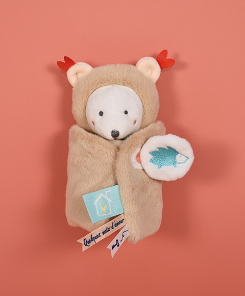 DC3951-Doudou Ours marron avec cape - Papillotte - 3 EN 1