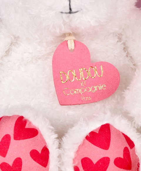 OURS JE T'AIME médaillon rose en forme de coeur