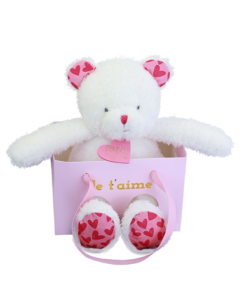 OURS JE T'AIME en sac cadeau - 25 cm