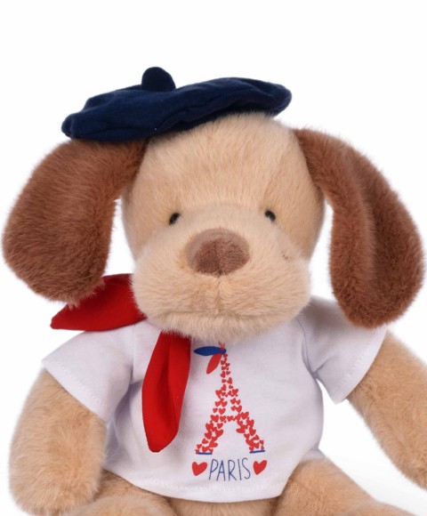 Peluche chien marron clair  T Shirt Tour Eiffel - 28 cm- SP4290-0.jpg