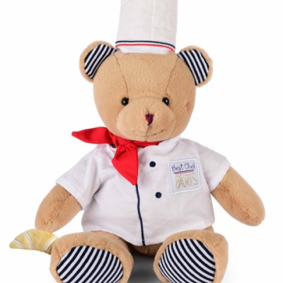 Peluche Ours Chef avec toque de Cuisinier- 28 cm