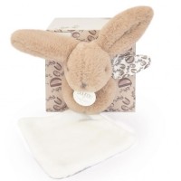 petite peluche Lapin  beige avec mouchoir.jpg