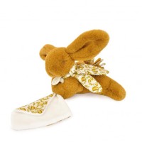 Lapin DOUDOU® - Peluche lapin jaune moutarde avec doudou assorti - 16 cm-DC4152.jpg