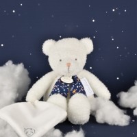 Peluche ours luminescent avec mouchoir  - 28 cm - Clair de Lune- DC4318.jpg
