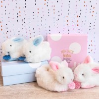 chaussons bébé lapin rose