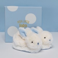 DC1309-- chaussons en peluche lapin bonbon bleu