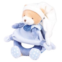 DC2713- Peluche hochet ours Petit chou - Bleu - 19 cm