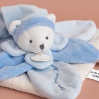 DC2921- Doudou plat Ours Collector bleu - 24 cm