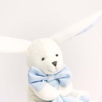 DC3338-Doudou mouchoir lapin bleu - 10 cm - Boite fleur