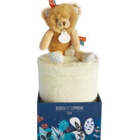 DC3646-Couverture bébé en polaire avec Doudou Ours - 70 x 100 cm