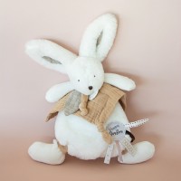 DC3740-Coffret Doudou plat Lapin beige - Happy Wild - 25 cm
