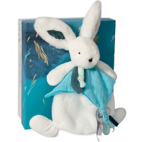 DC3745-Coffret Doudou plat Lapin bleu - Happy Pop - 25 cm