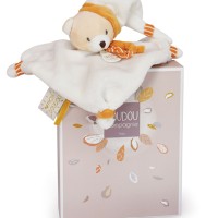 DC3835-petit doudou ours écru avec touches de jaune