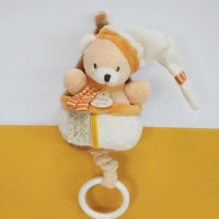DC3836-Peluche musicale ours beige et miel - 20 cm