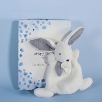 DC3885-Coffret Mini Doudou plat Lapin Bleu - Happy Glossy - 17 cm