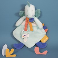 DC3937-Coffret peluche dinosaure vert - Attache-tetine Filou - 23  cm