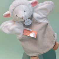 DC4007-Marionnette à Main Agneau blanc et marron