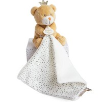 DC3515-Doudou ours mouchoir marron Petit Roi - 10 c