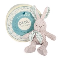 DC3969-Lapin peluche gris en coton Bio 25 cm