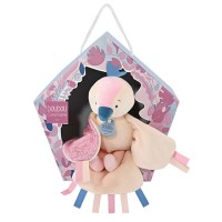 DC4046-Peluche musicale oiseau rose et jaune pale